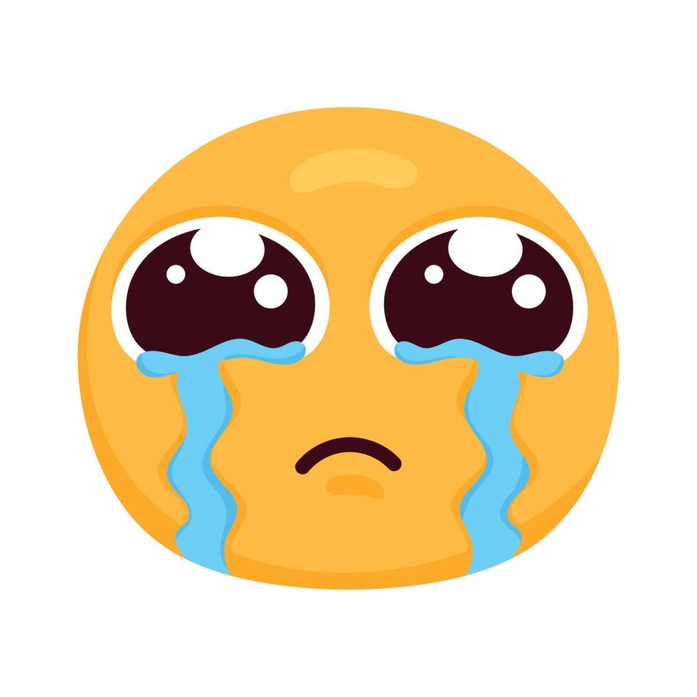 personaje de cara de emoji llorando vector