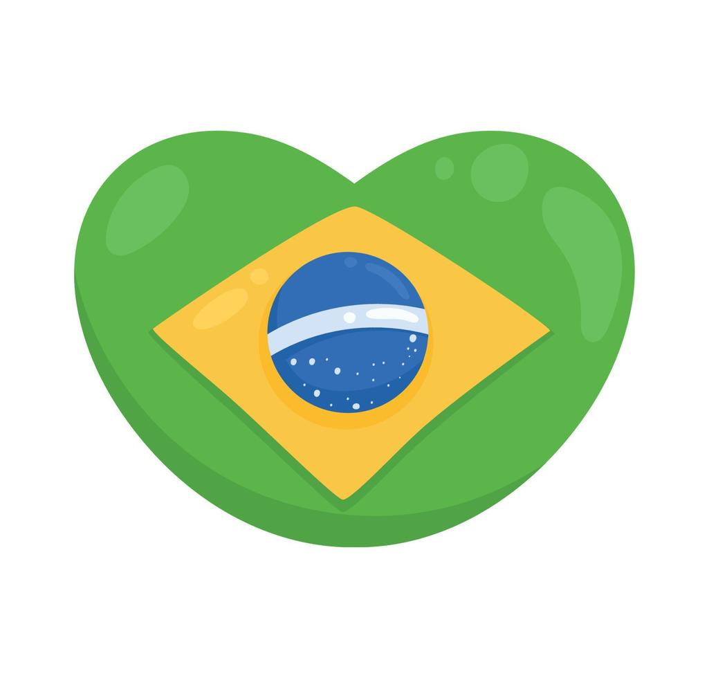 bandera de brasil en el corazon vector