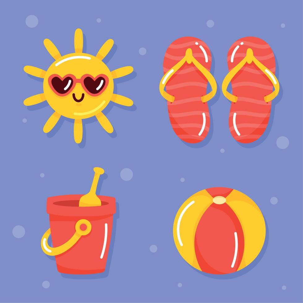 four summer vacations icons vector