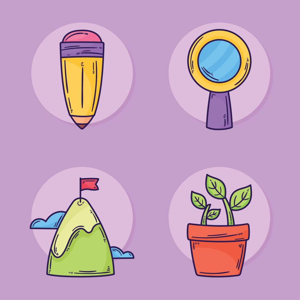 start up four icons vector