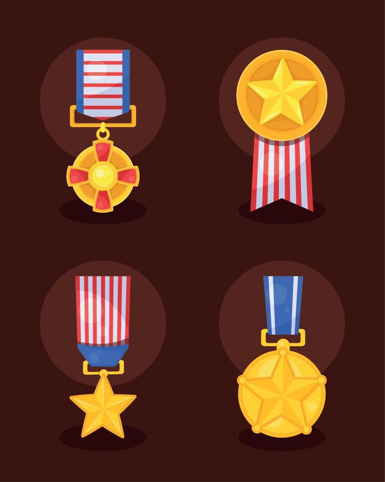 cuatro medallas de veteranos de estados unidos vector