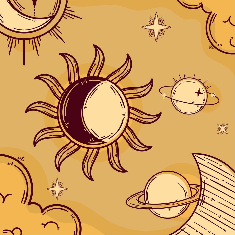 astrology pattern in golden background vector