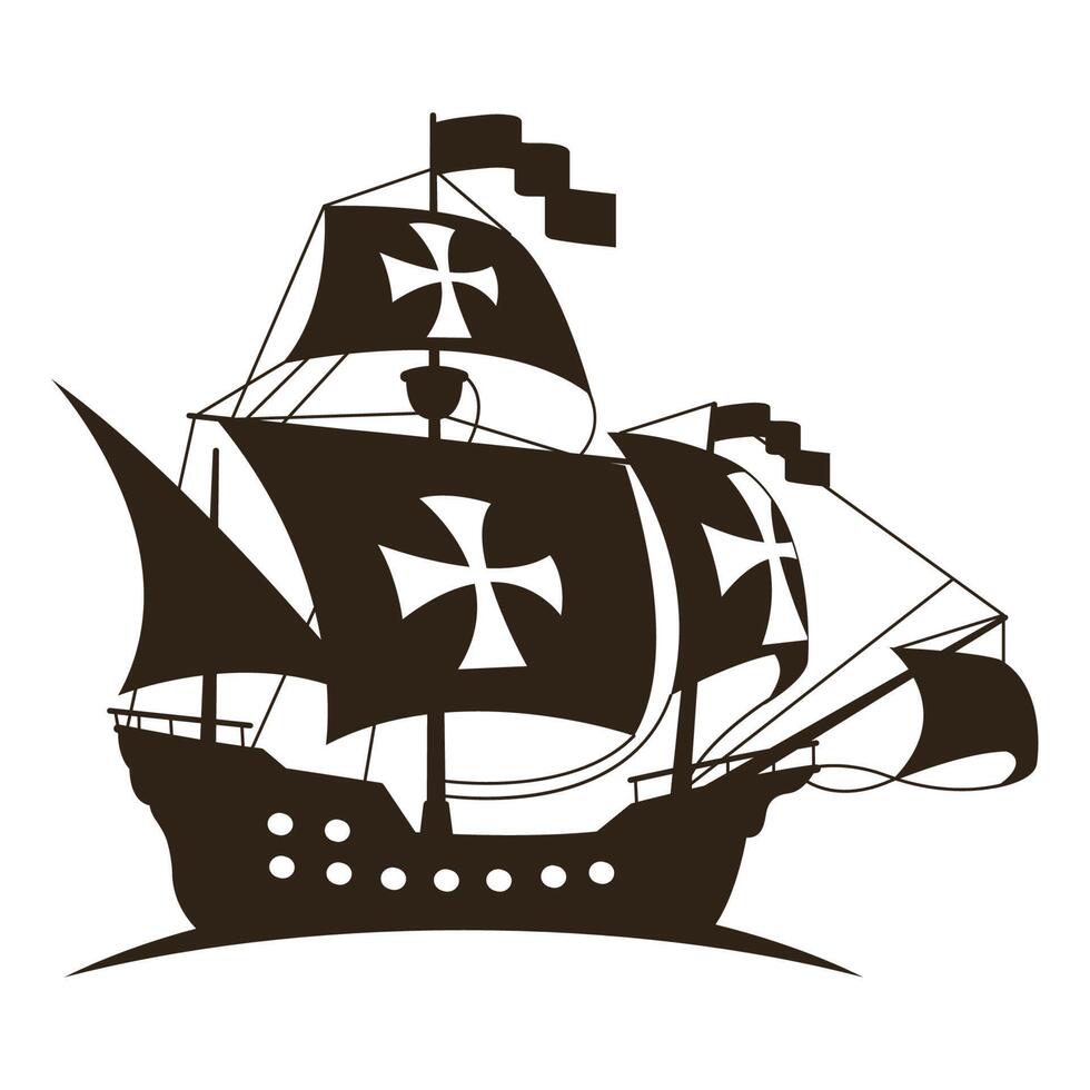 columbus caravel float silhouette vector