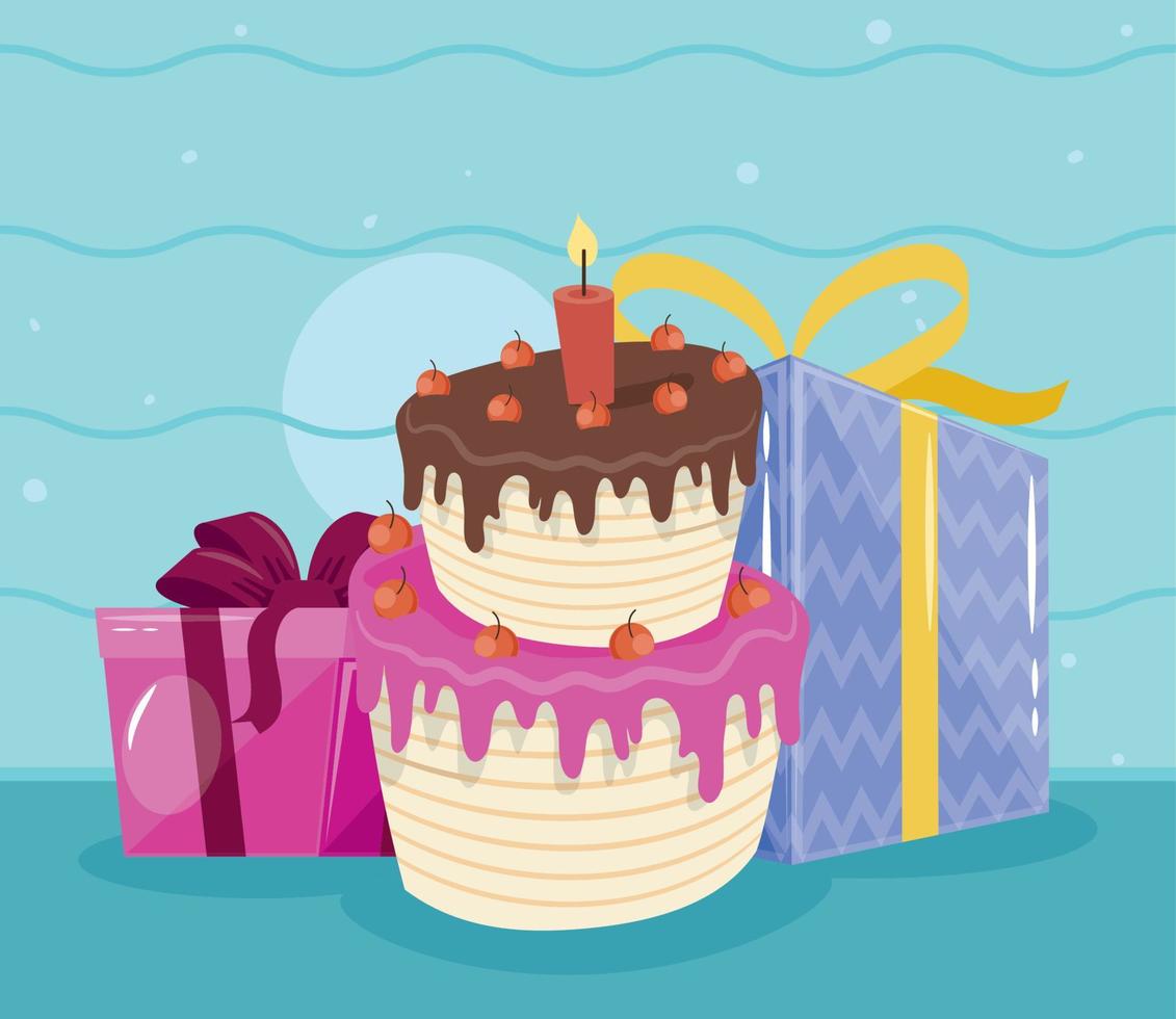 birthday tasty cake vector