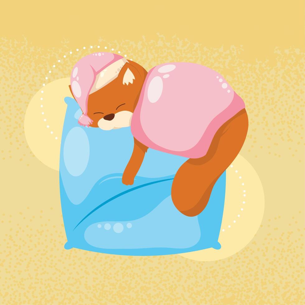 bear sleeping in pillow vector