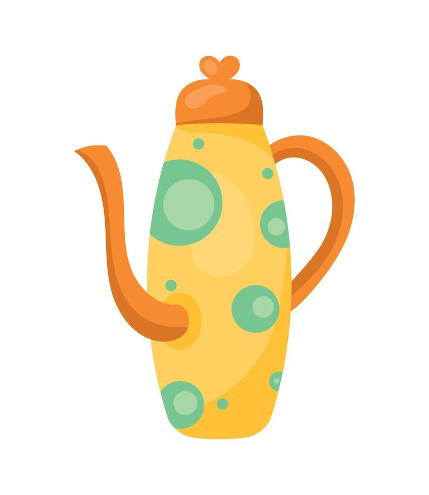 yellow kitchen teapot vector