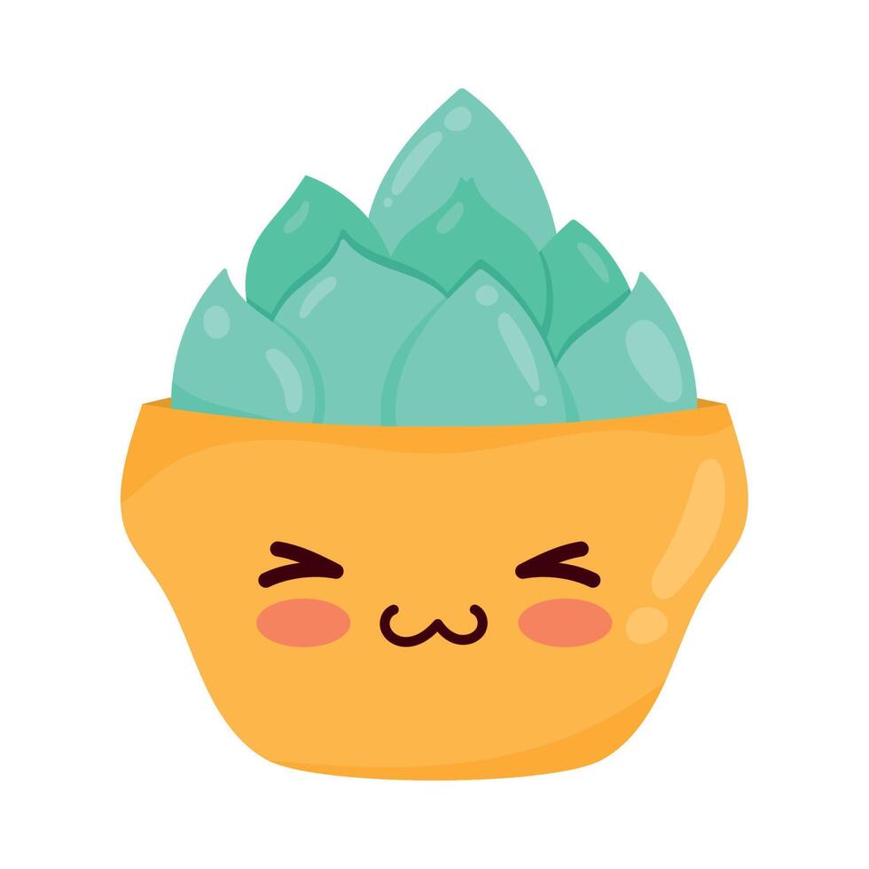 orange houseplant kawaii style vector
