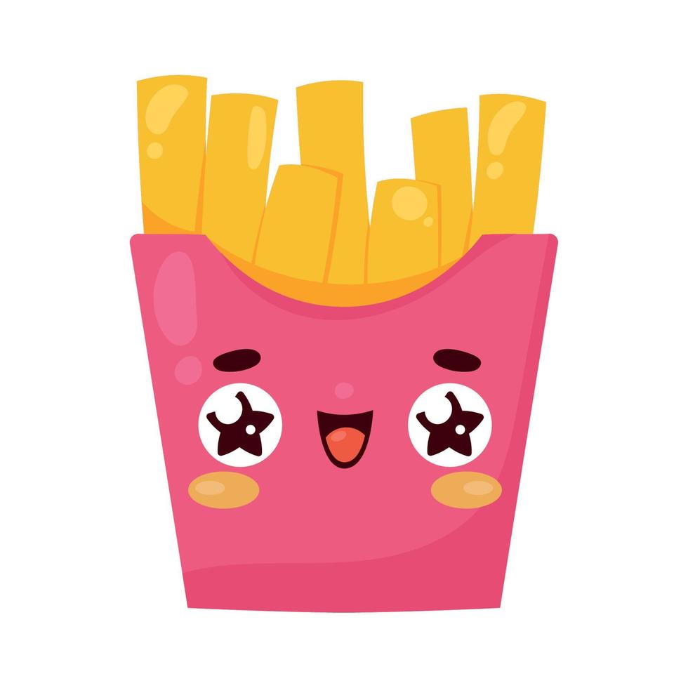 papas fritas comida kawaii vector