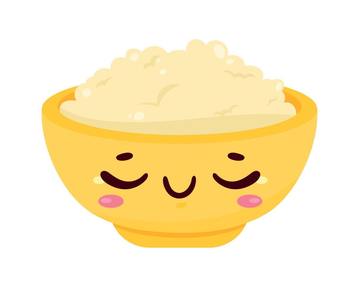 rice kawaii food vector