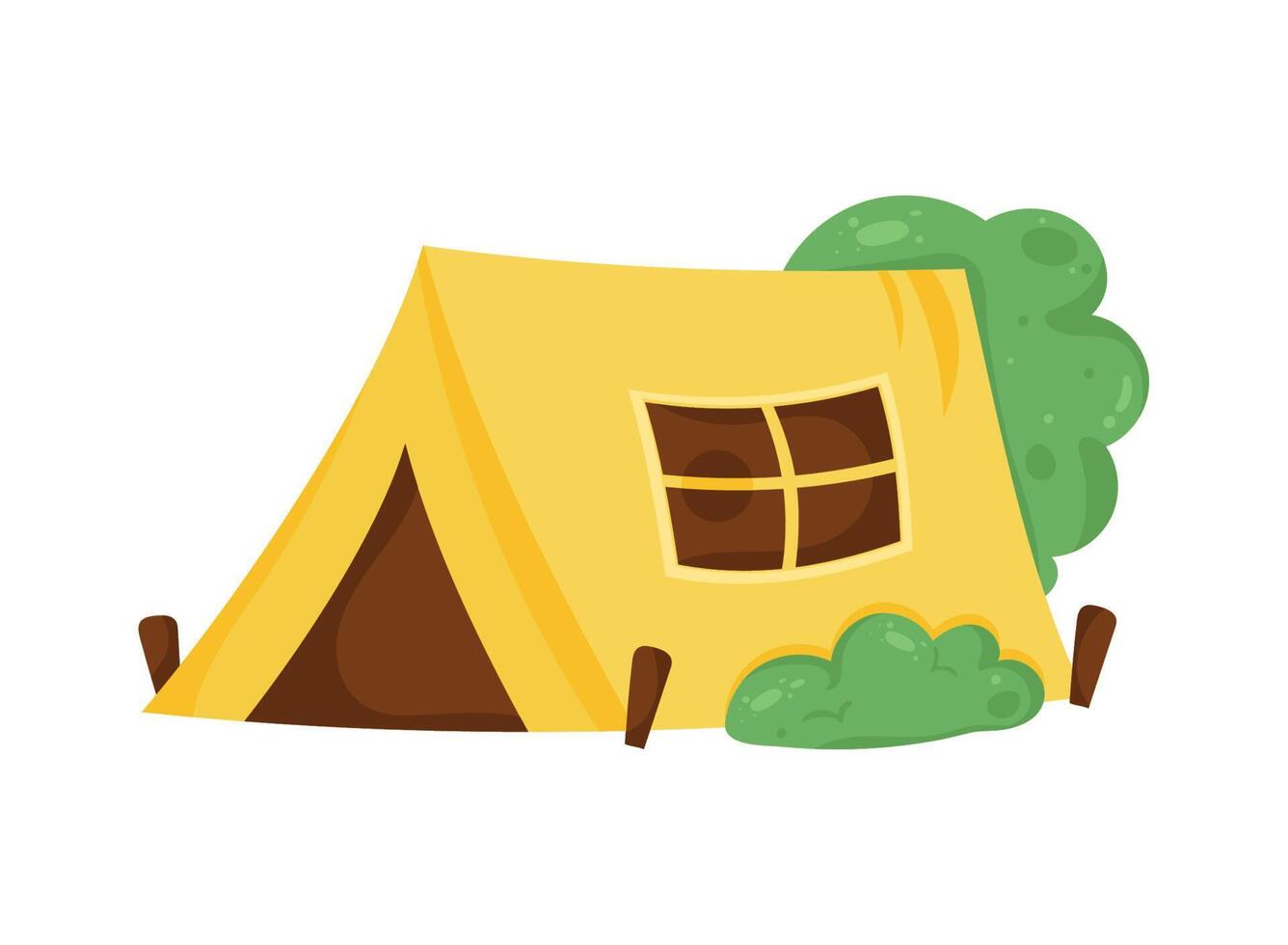 yellow camping tent vector