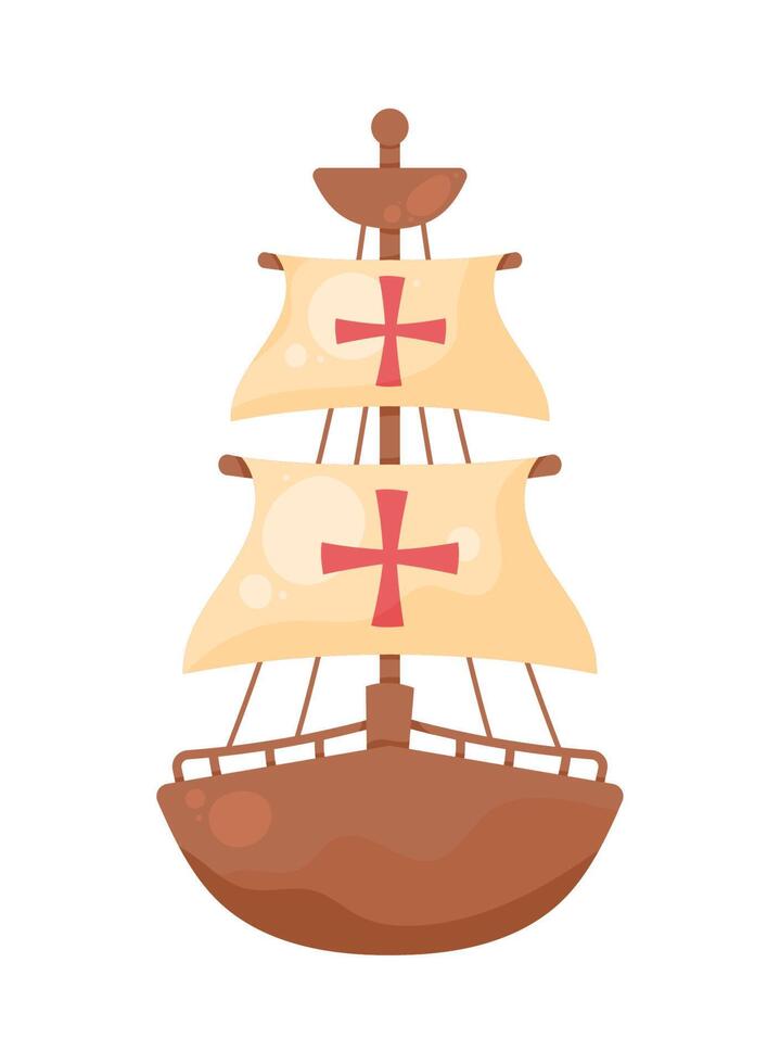 columbus caravel sailboat front vector