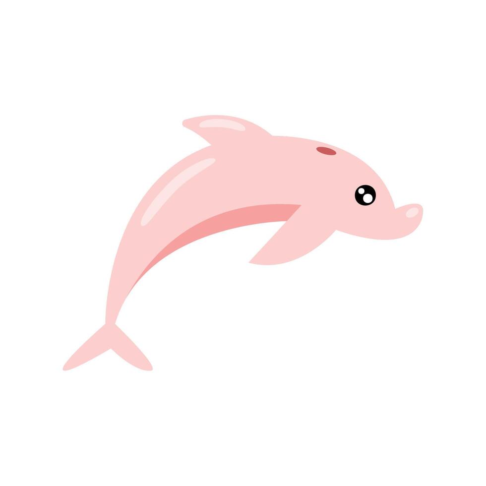 pink dolphin sealife animal vector