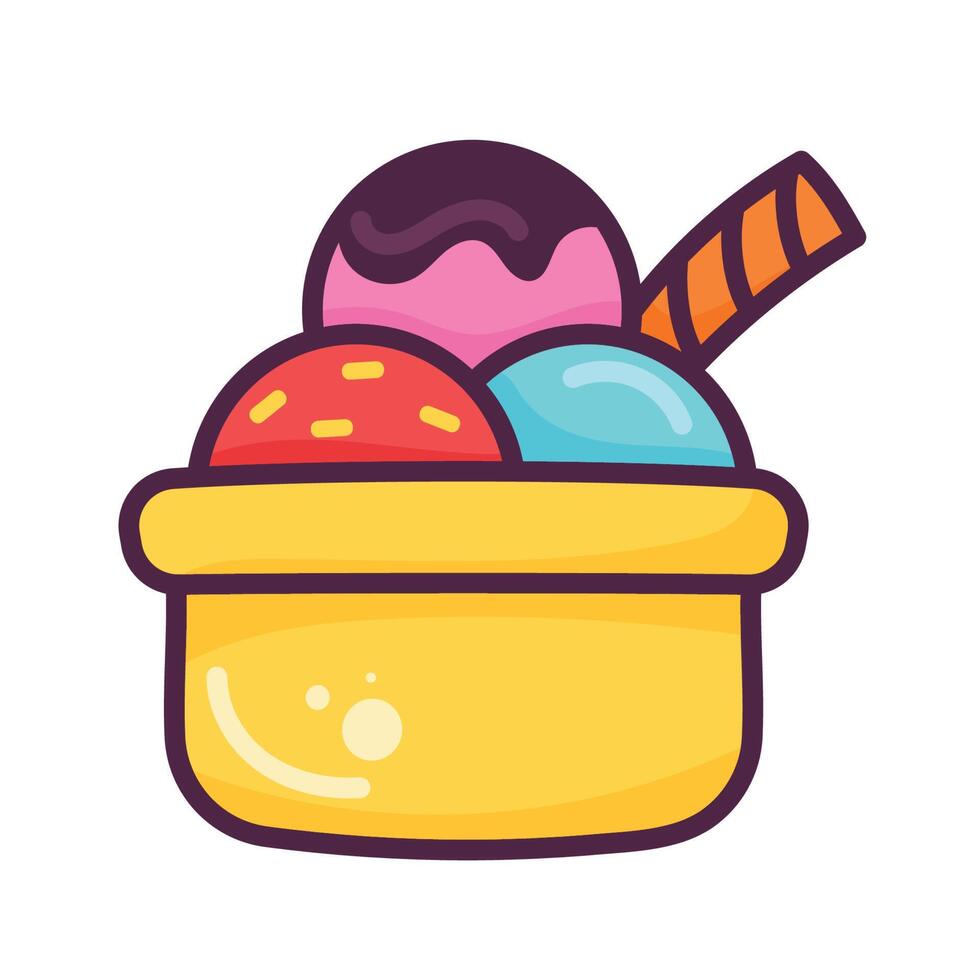 sweet ice cream basket vector