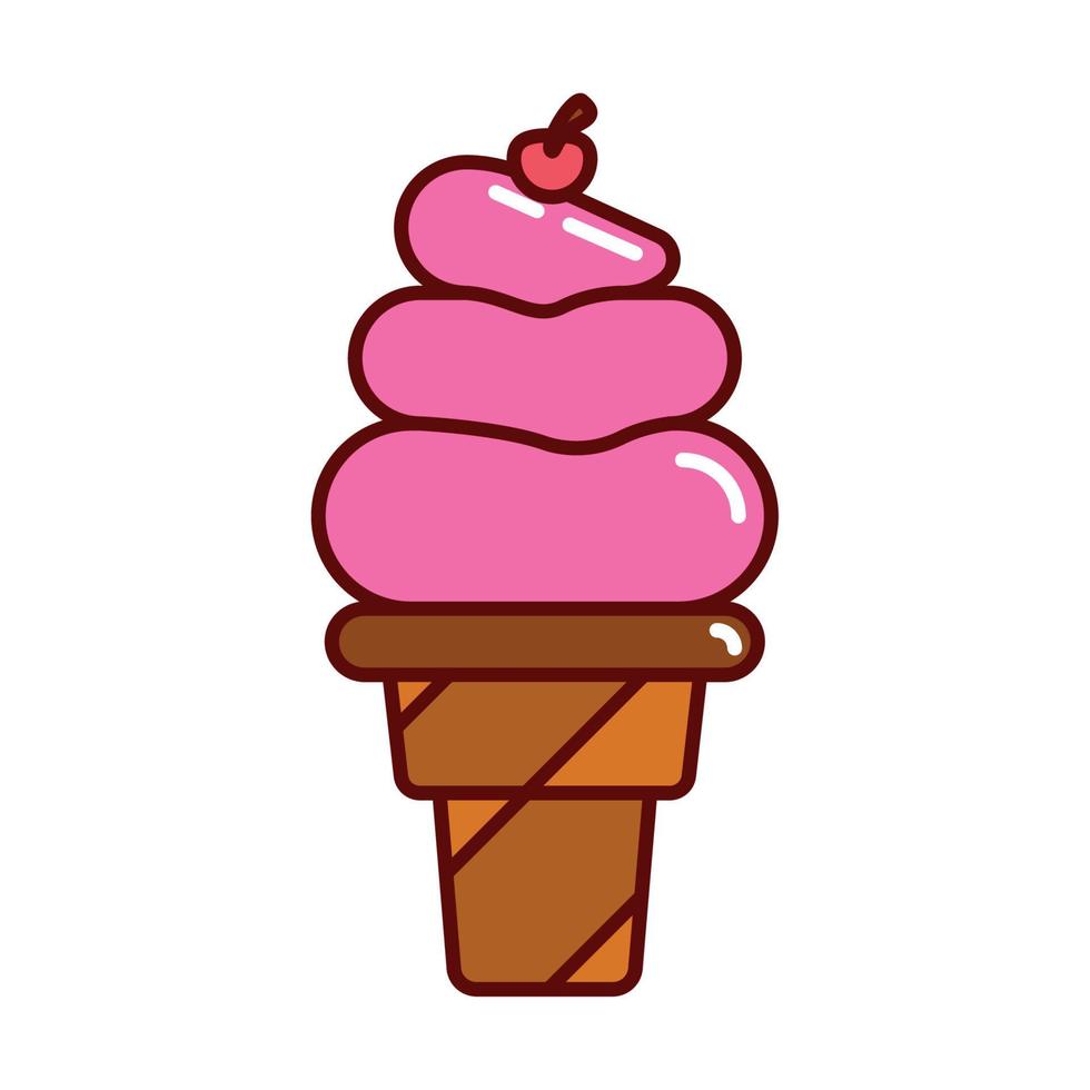helado de cono rosa vector