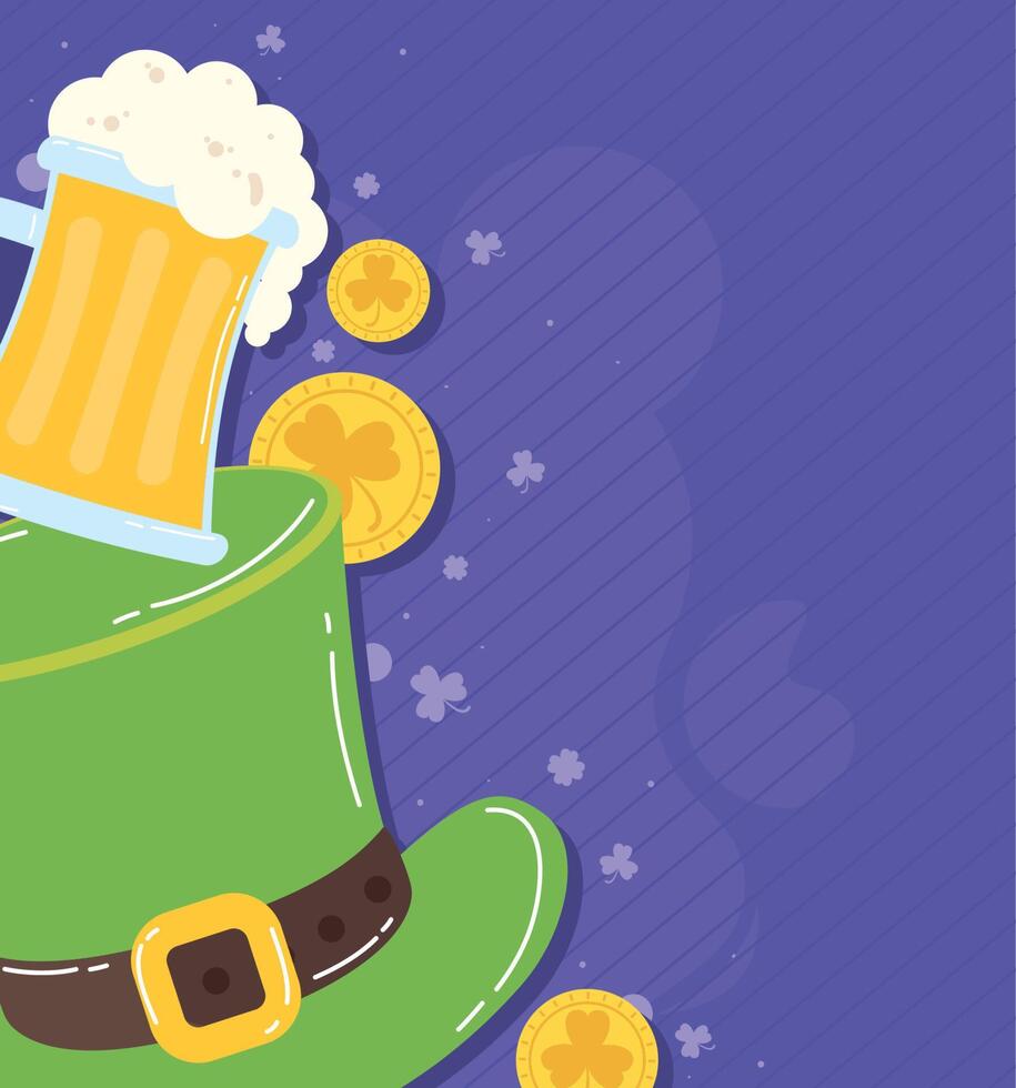 saint patricks tophat and coins vector