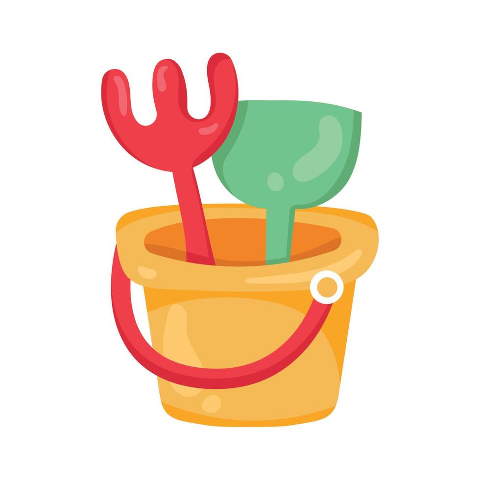 sand bucket and tools vector