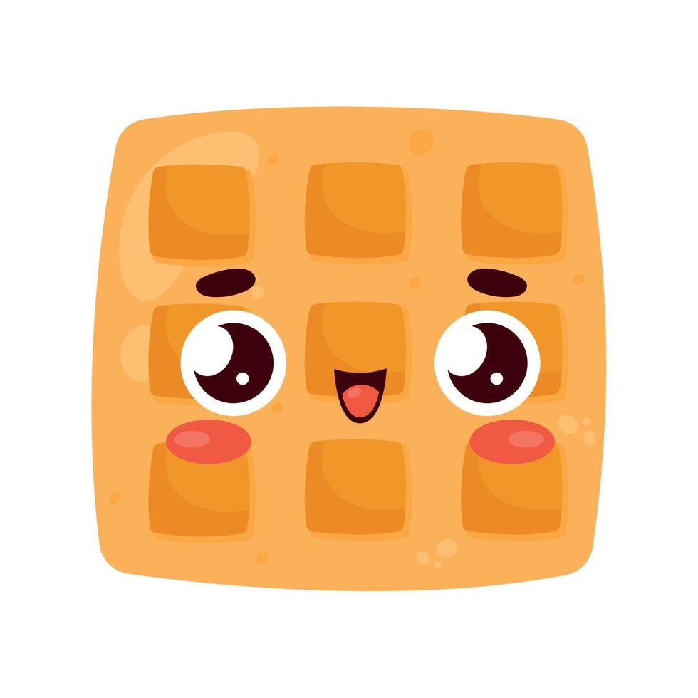 waffle kawaii food vector