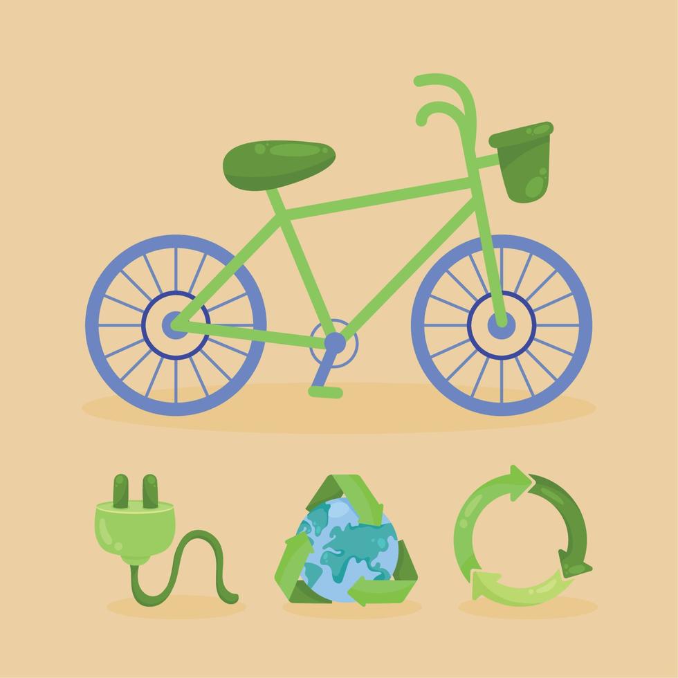 four eco friendly icons vector