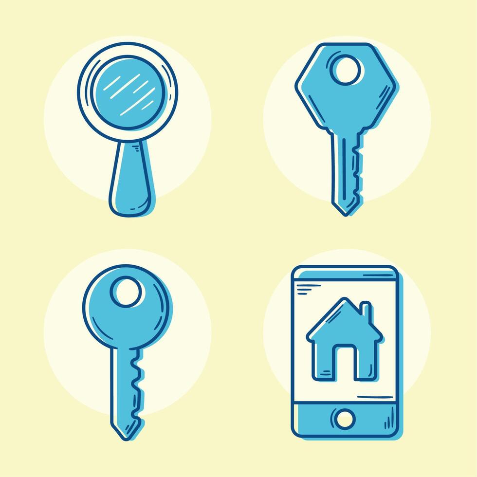 real estate four icons vector