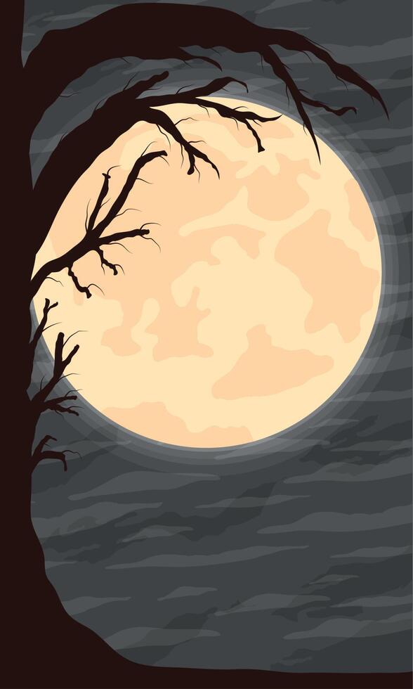 halloween night with fullmoon vector