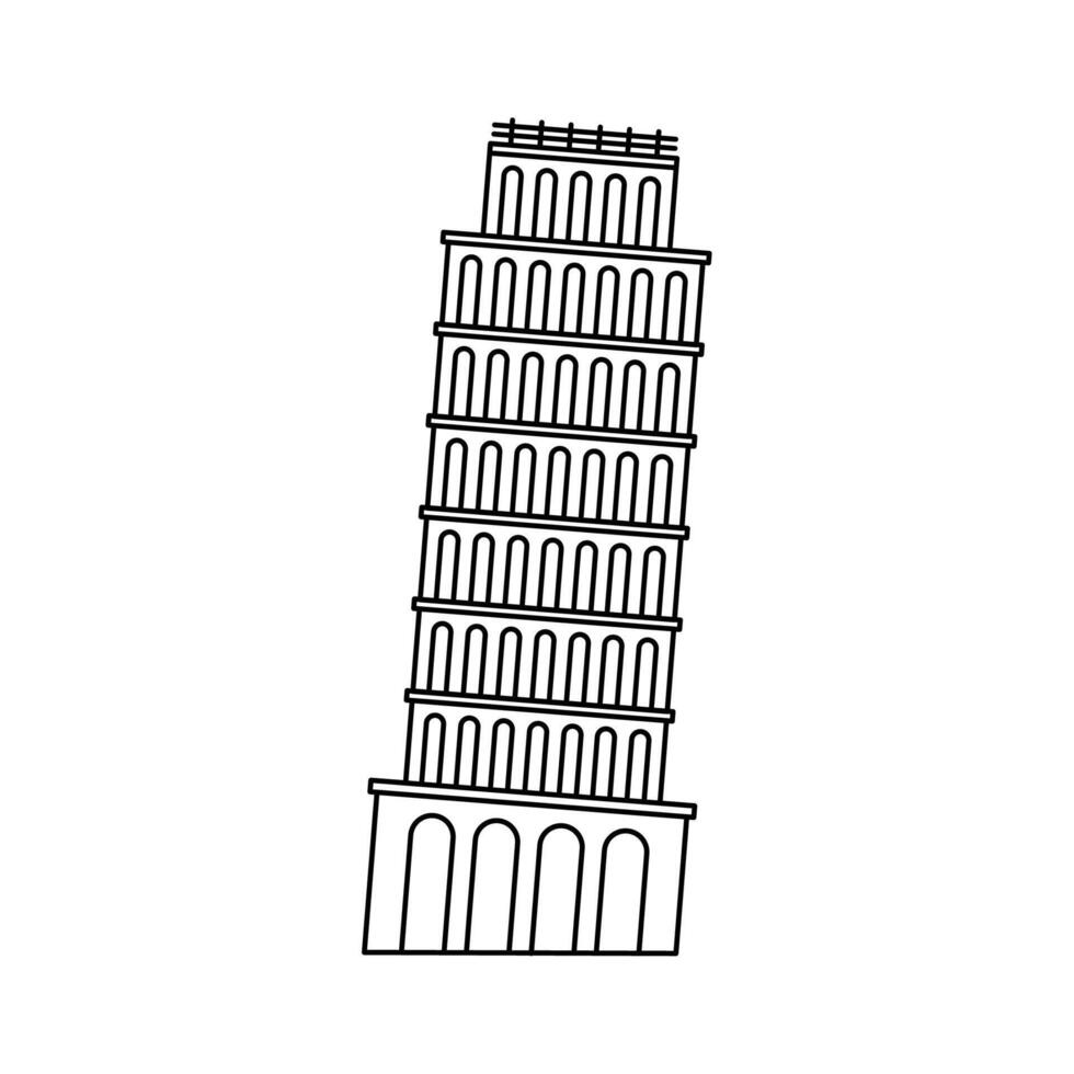 tower of Pisa famous landmark vector