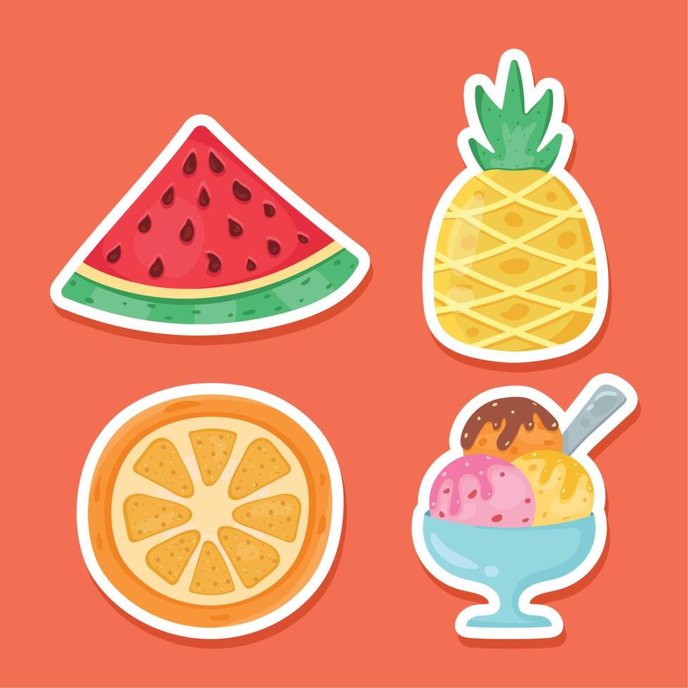 four summer vacations icons vector