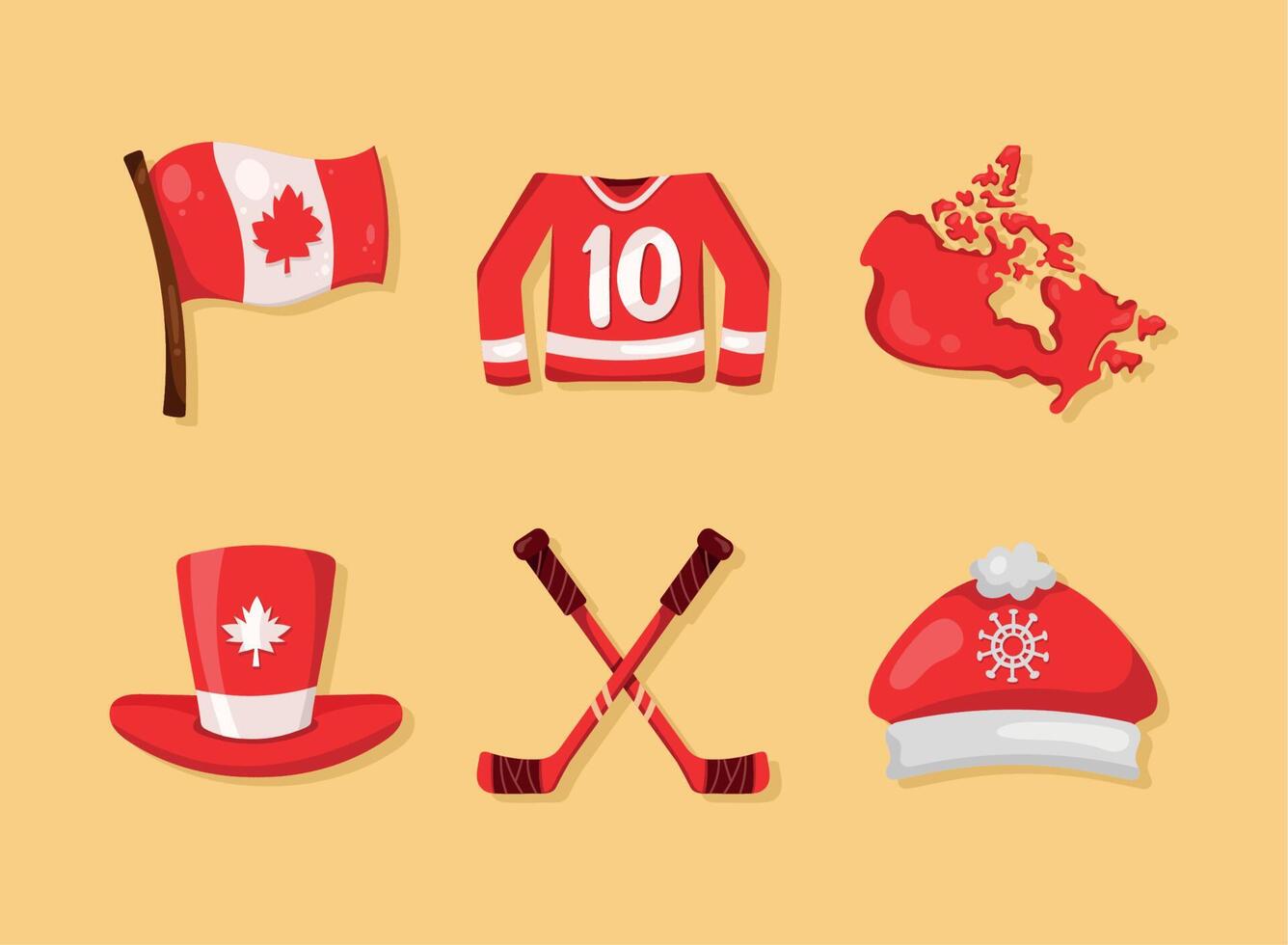 seis iconos de la cultura canadiense vector