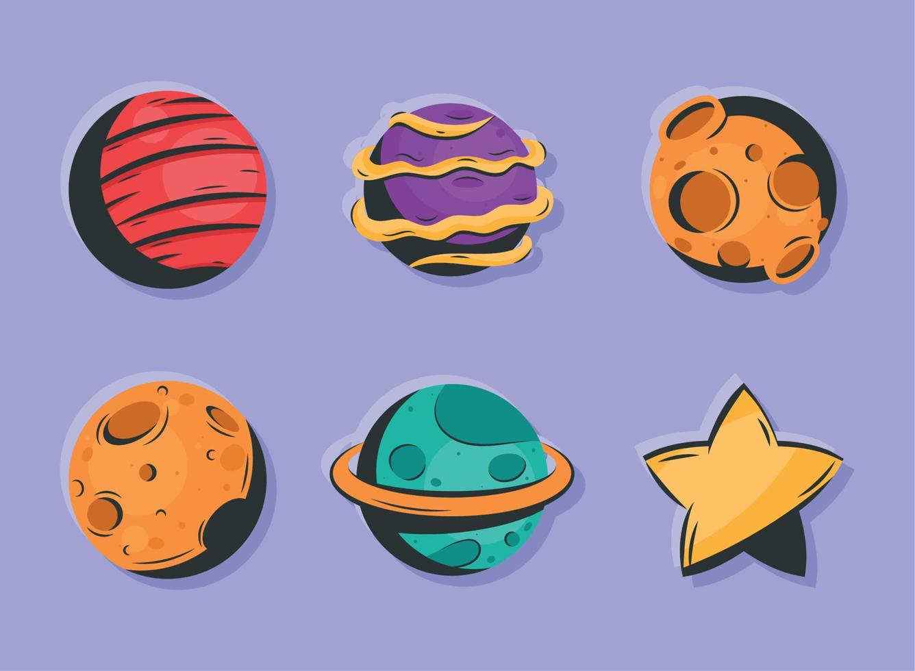 six space outer icons vector