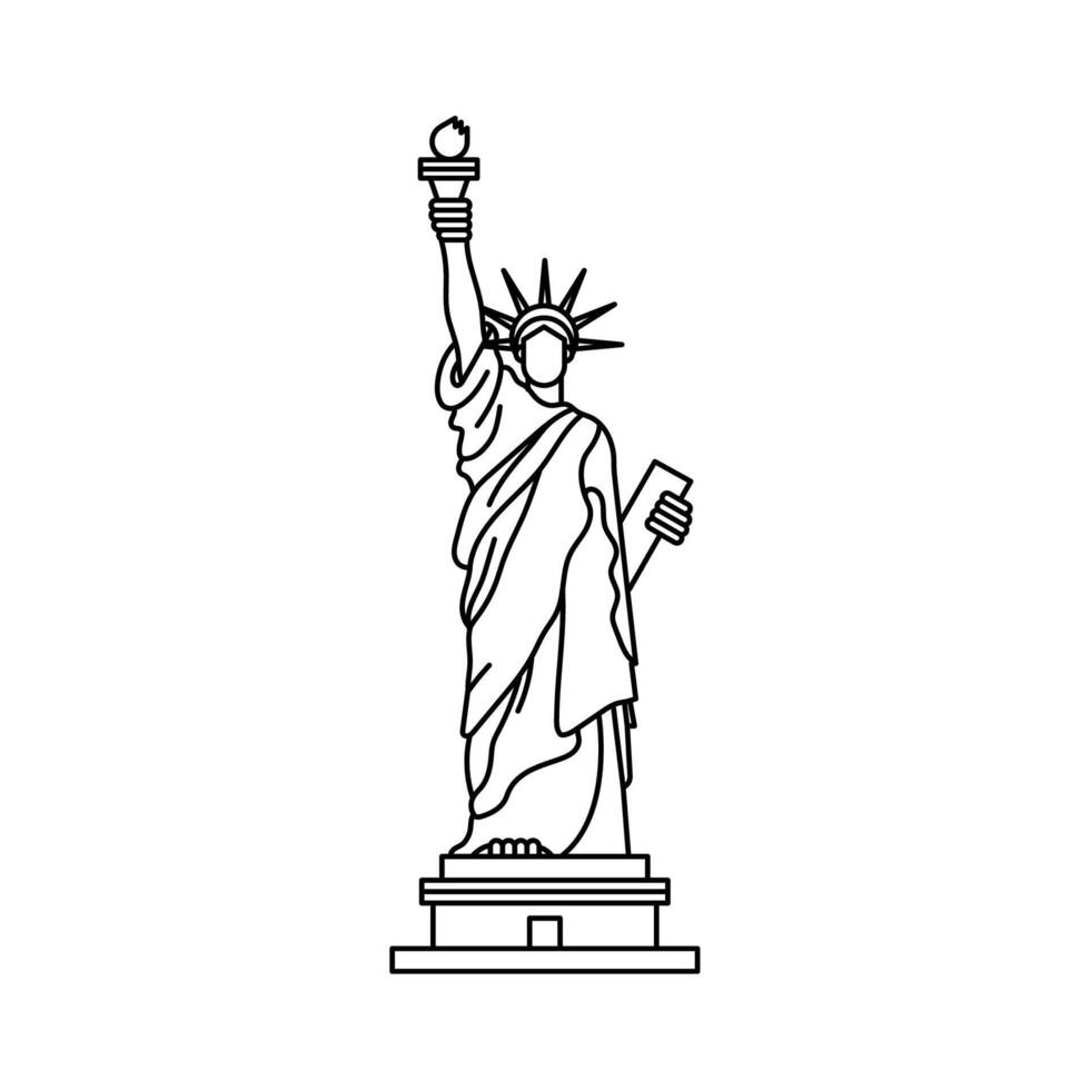 monumento famoso de la estatua de la libertad vector