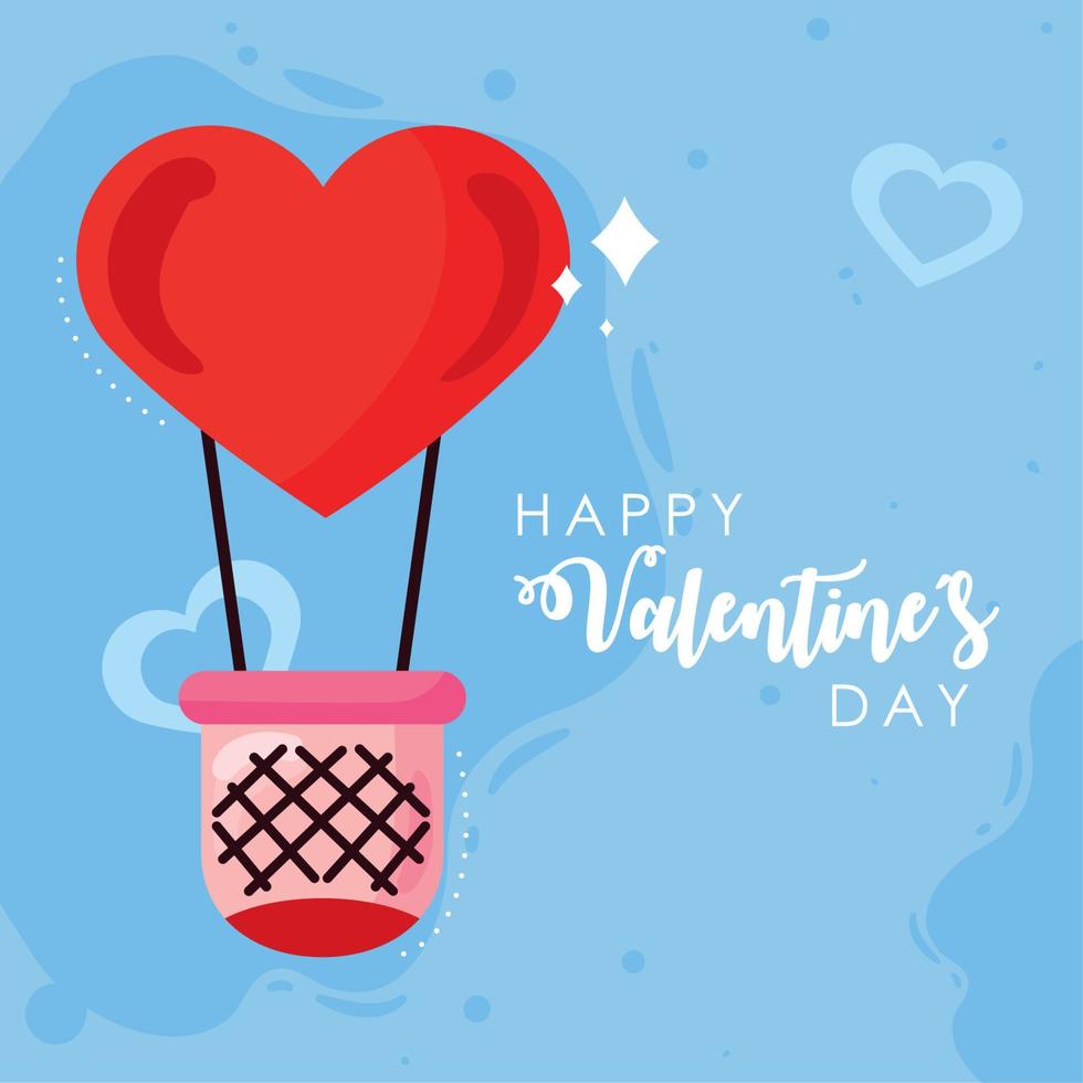 happy valentines lettering card vector