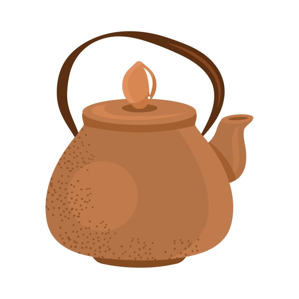 clay teapot utensil vector