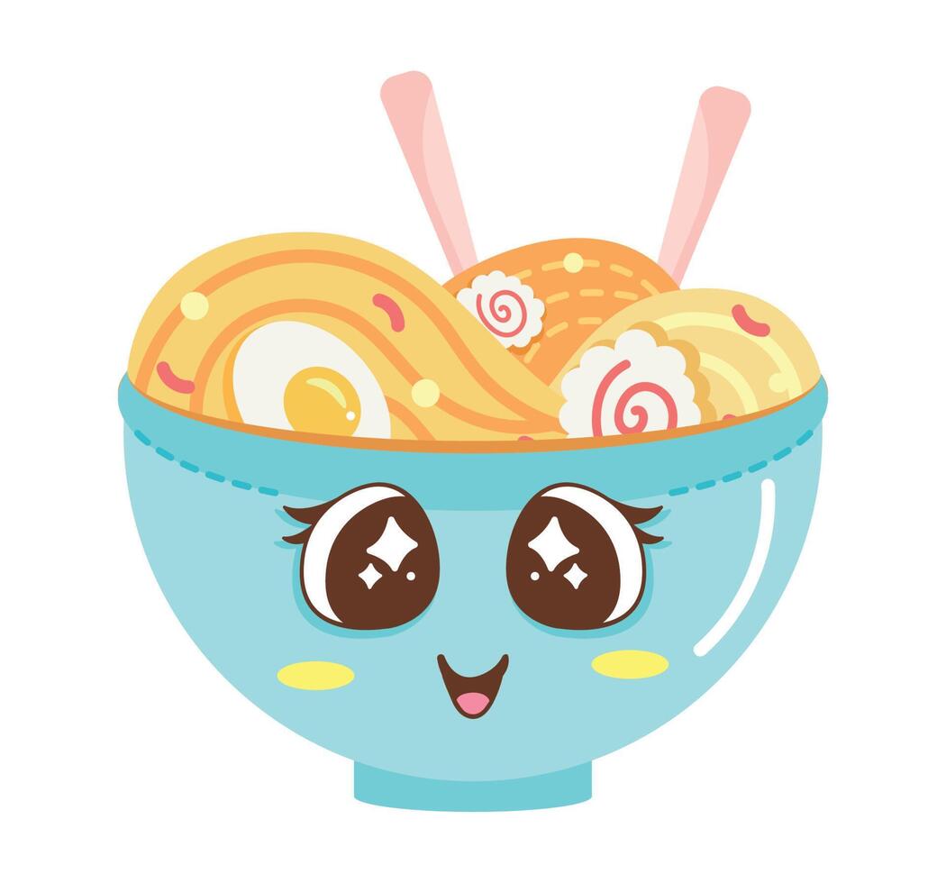 yakisoba japanese kawaii food vector