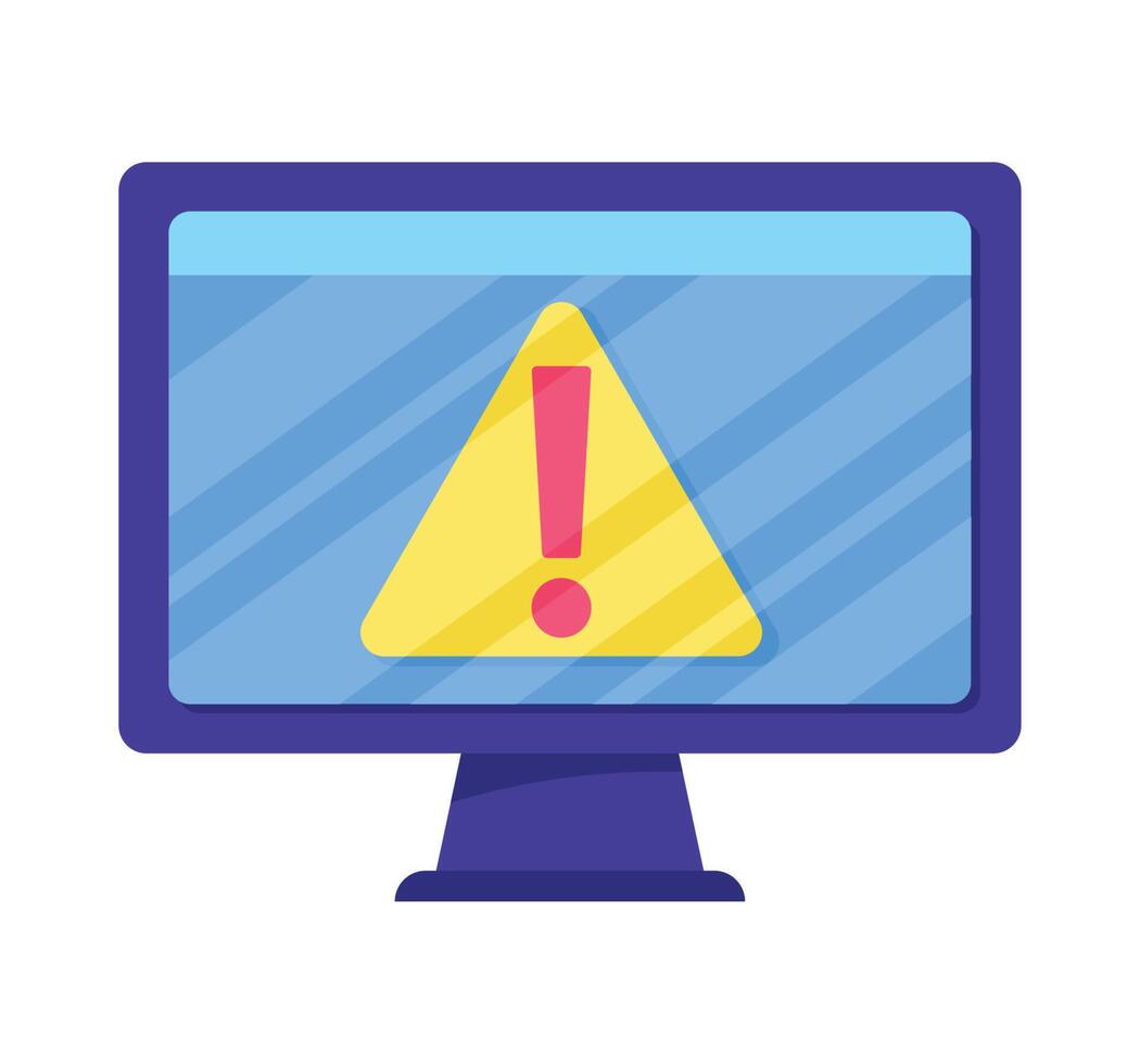 desktop with alert sign vector