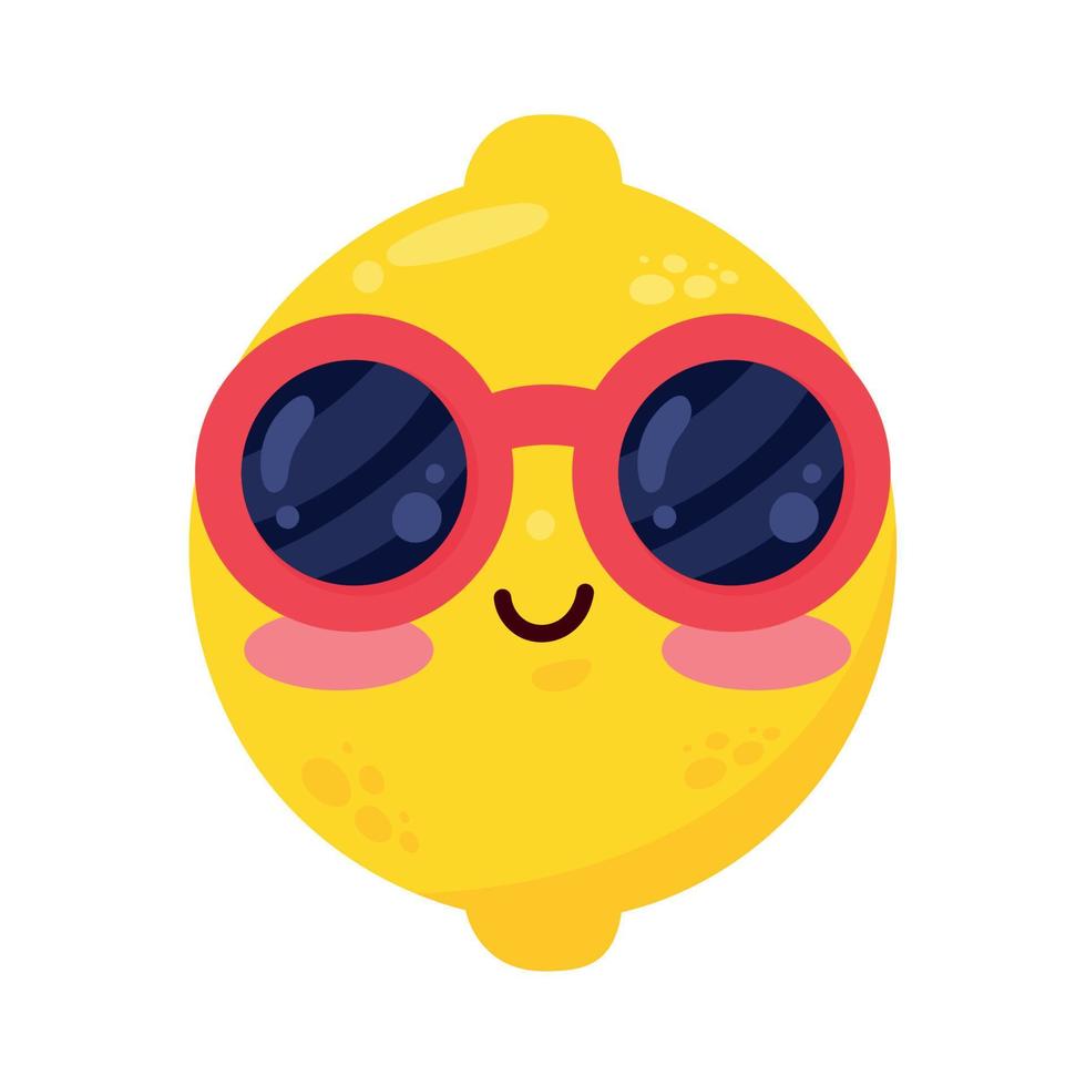 lemon fruit kawaii style vector