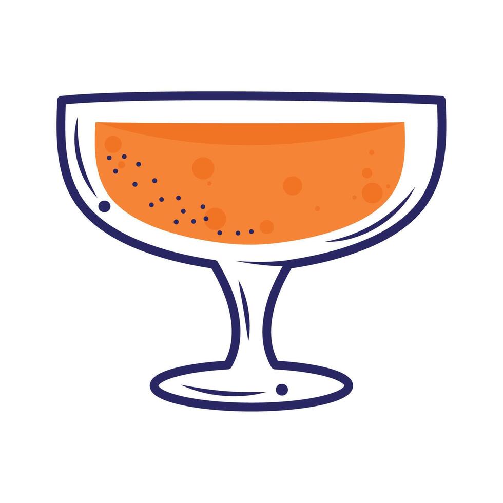 orange tropical cocktail cup vector