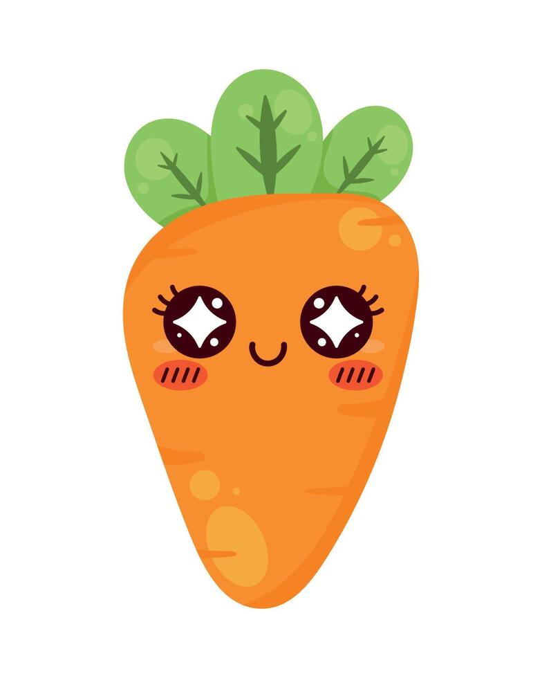 zanahoria kawaii vegetal vector