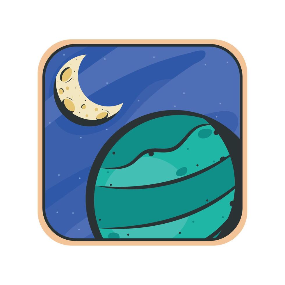 green planet space outer sticker vector