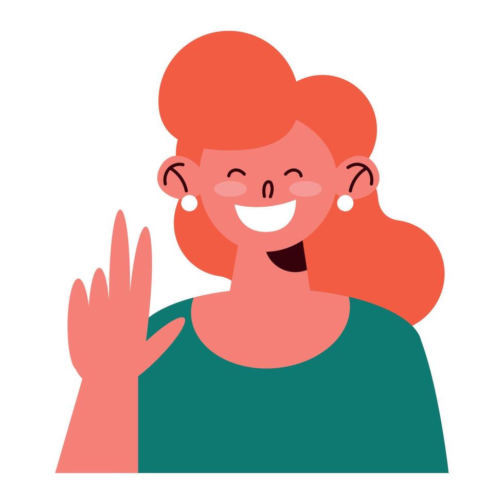 mujer pelirroja personaje feliz vector