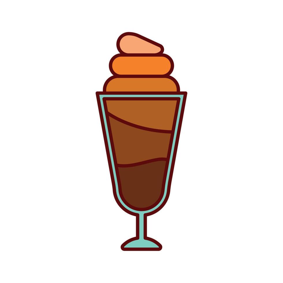 copa de helado de chocolate vector