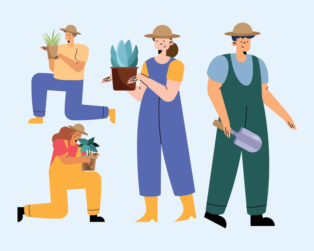 gardeners workers characters vector