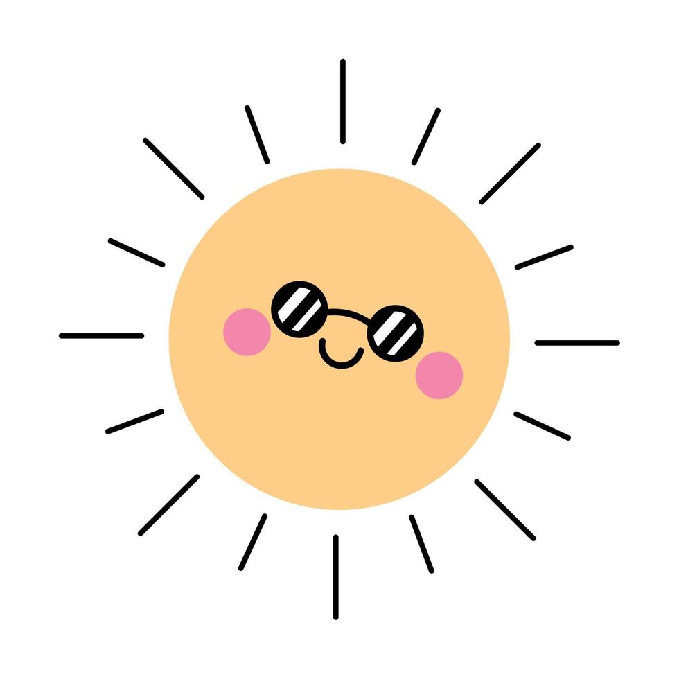 cute sun kawaii character vector