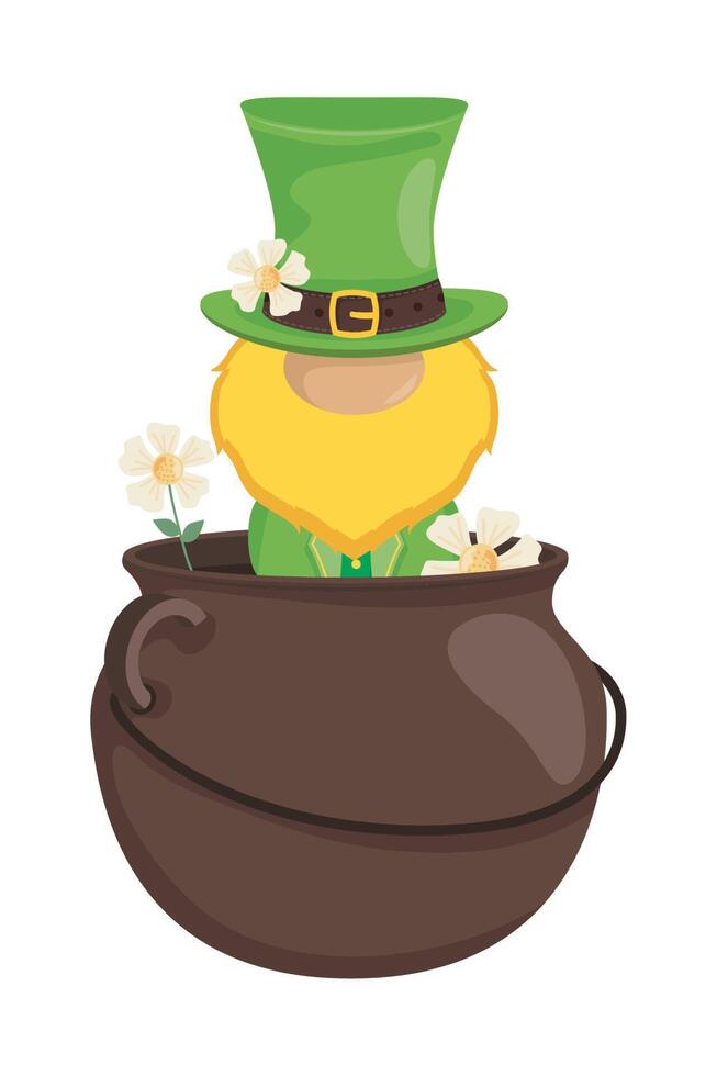 st patrick cauldron with leprechaun vector