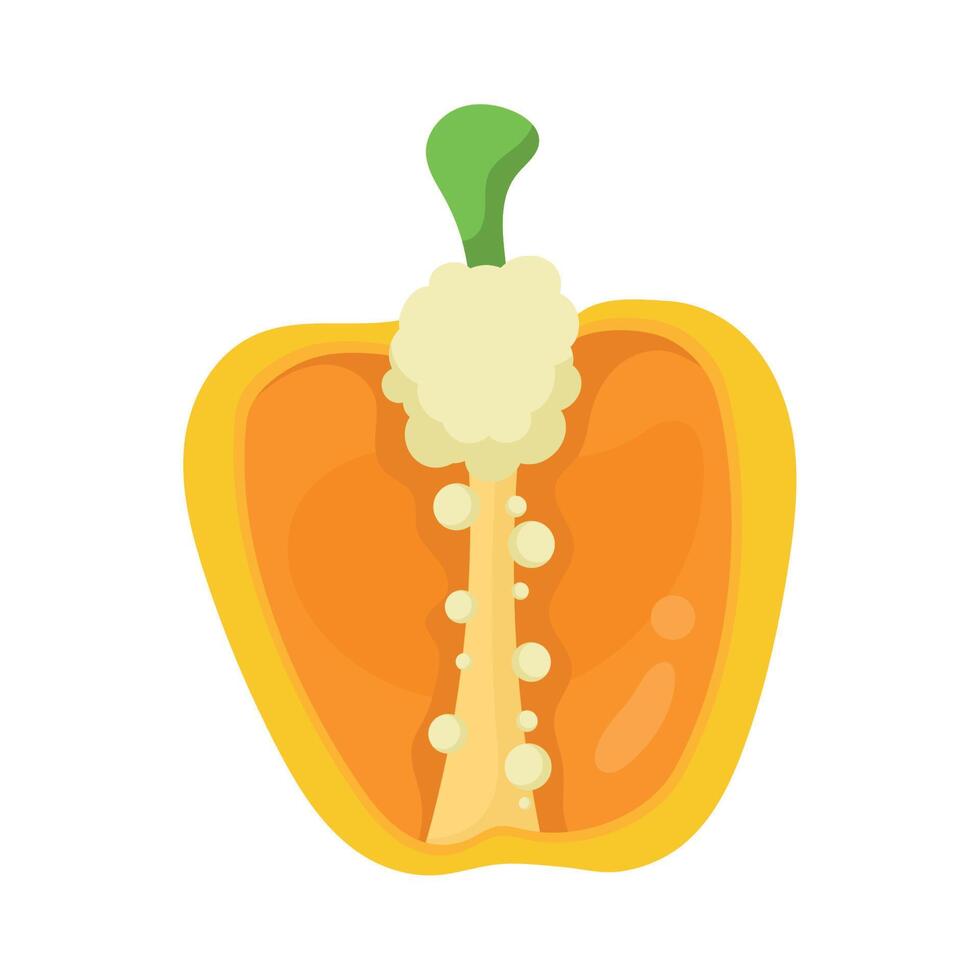 yellow half pepper vegetable vector