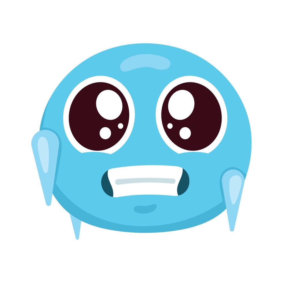 personaje de cara de emoji congelado vector