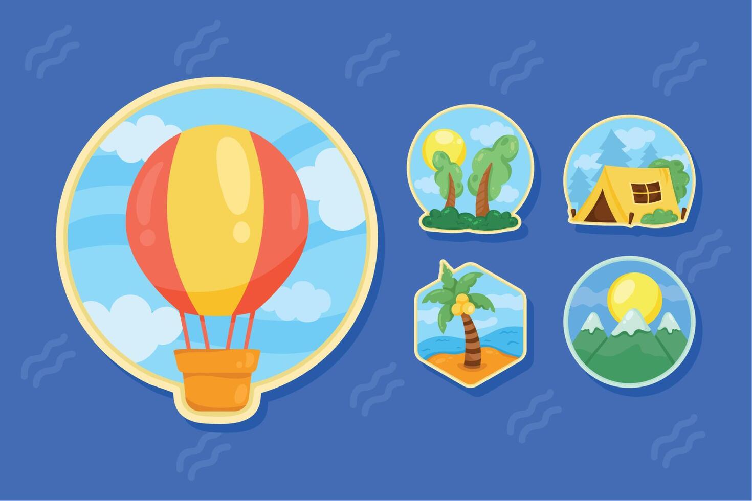 five adventure badges icons vector