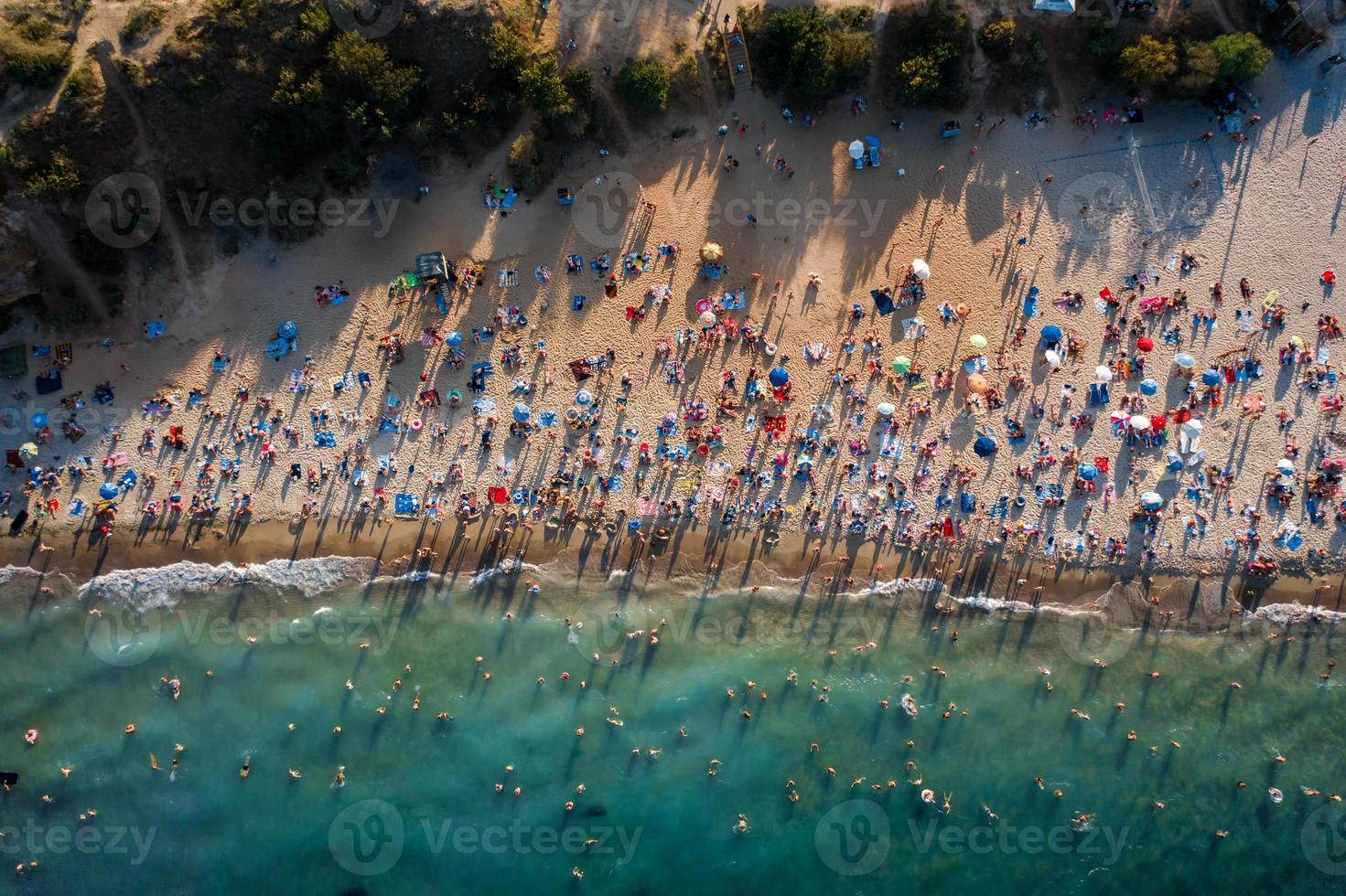 Aerial View of Crowd of People on the Beach photo