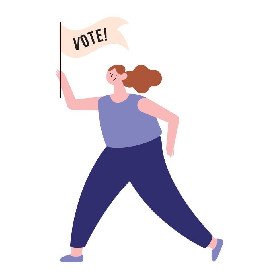 female voter with flag vector