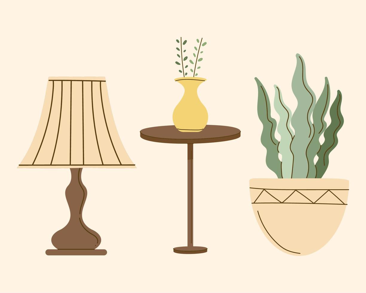 four sweet home furniture icons vector