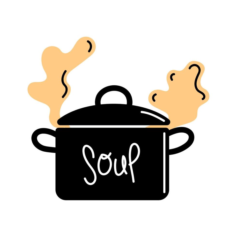 soup pot kitchen utensil vector