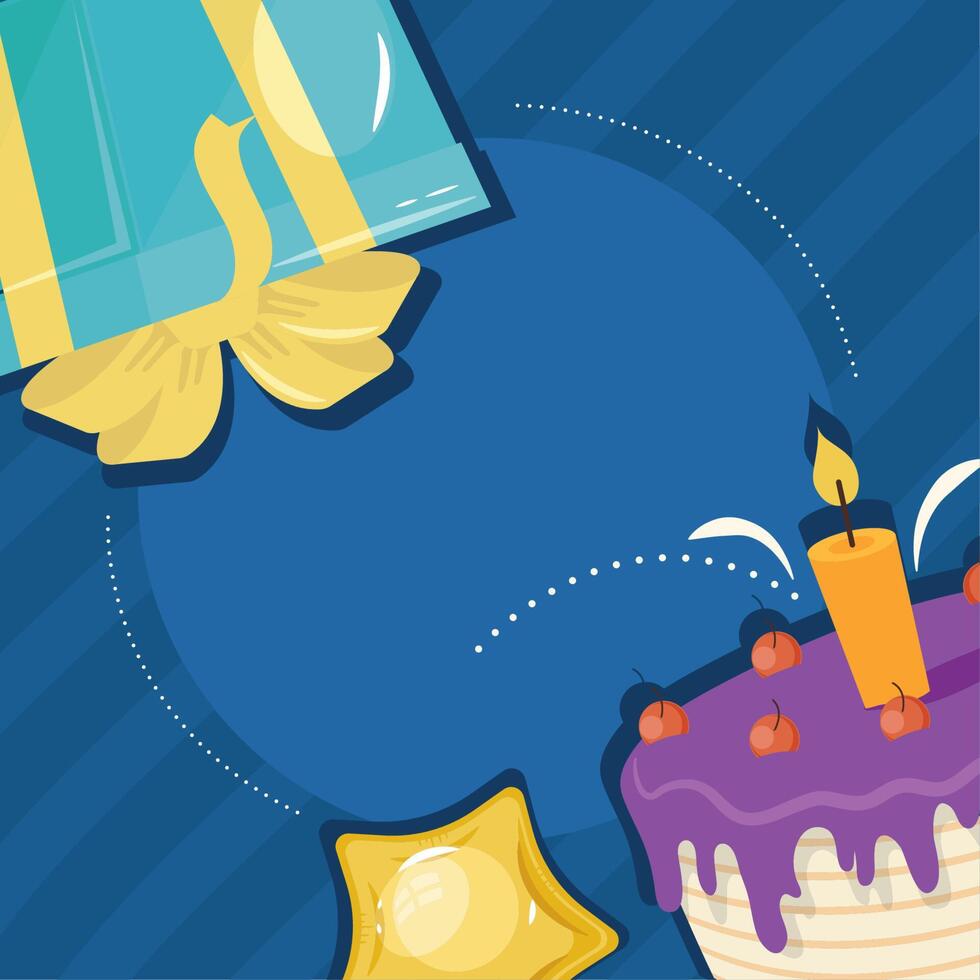 birthday gift and cake vector
